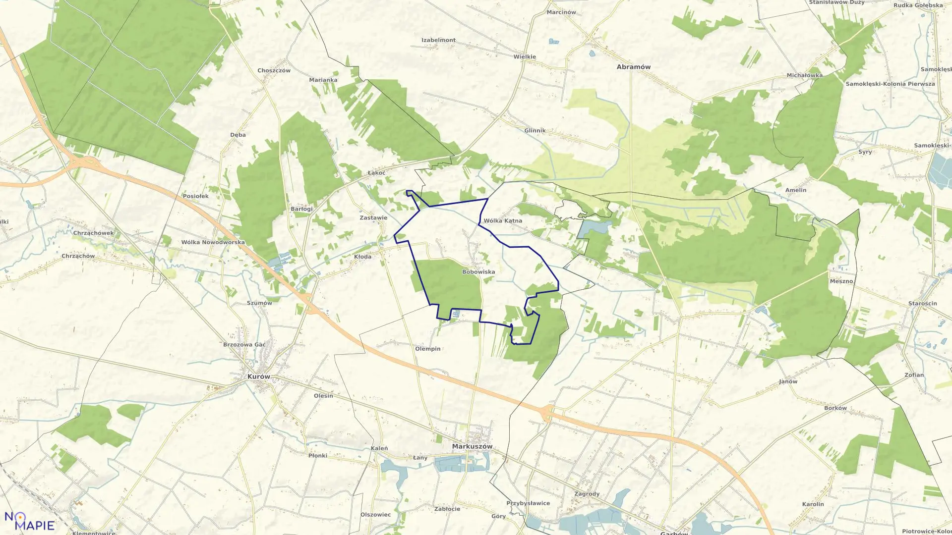 Mapa obrębu BOBOWISKA w gminie Markuszów