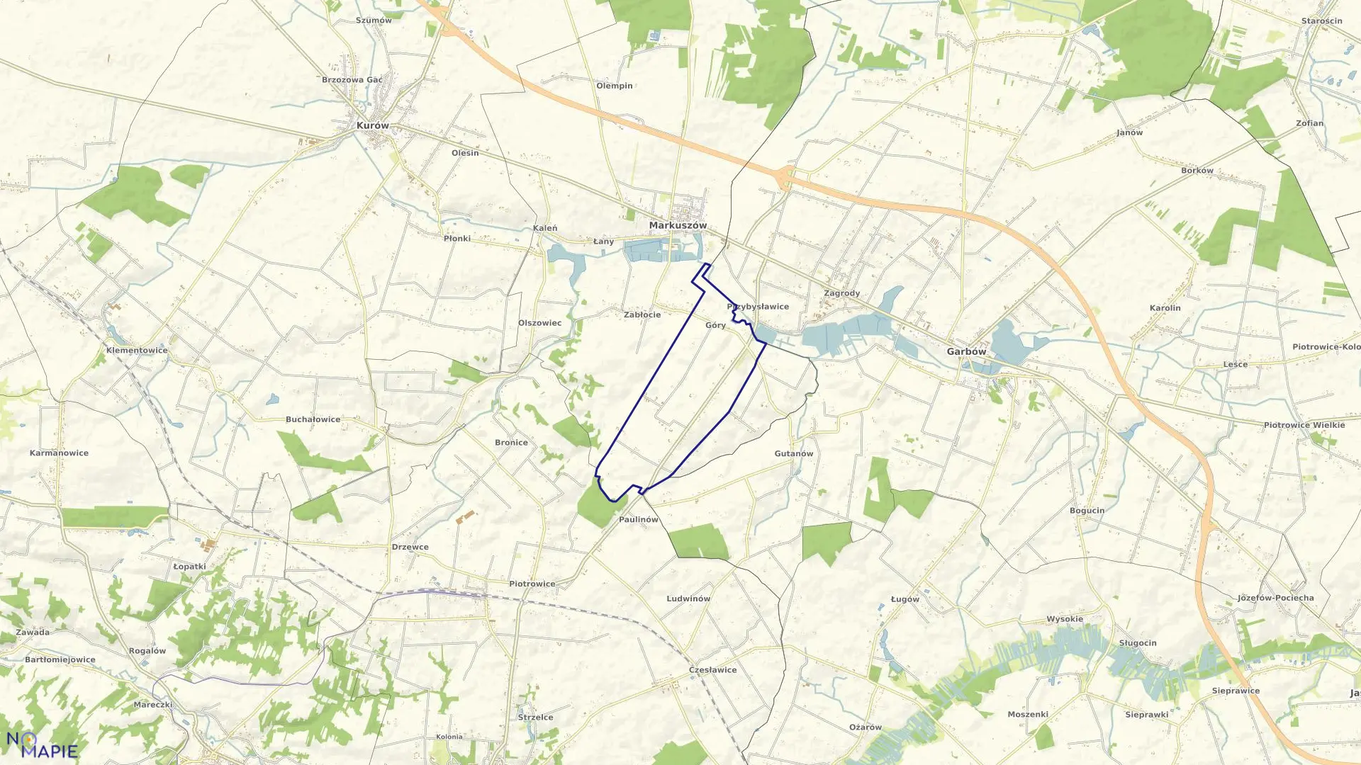Mapa obrębu GÓRY w gminie Markuszów