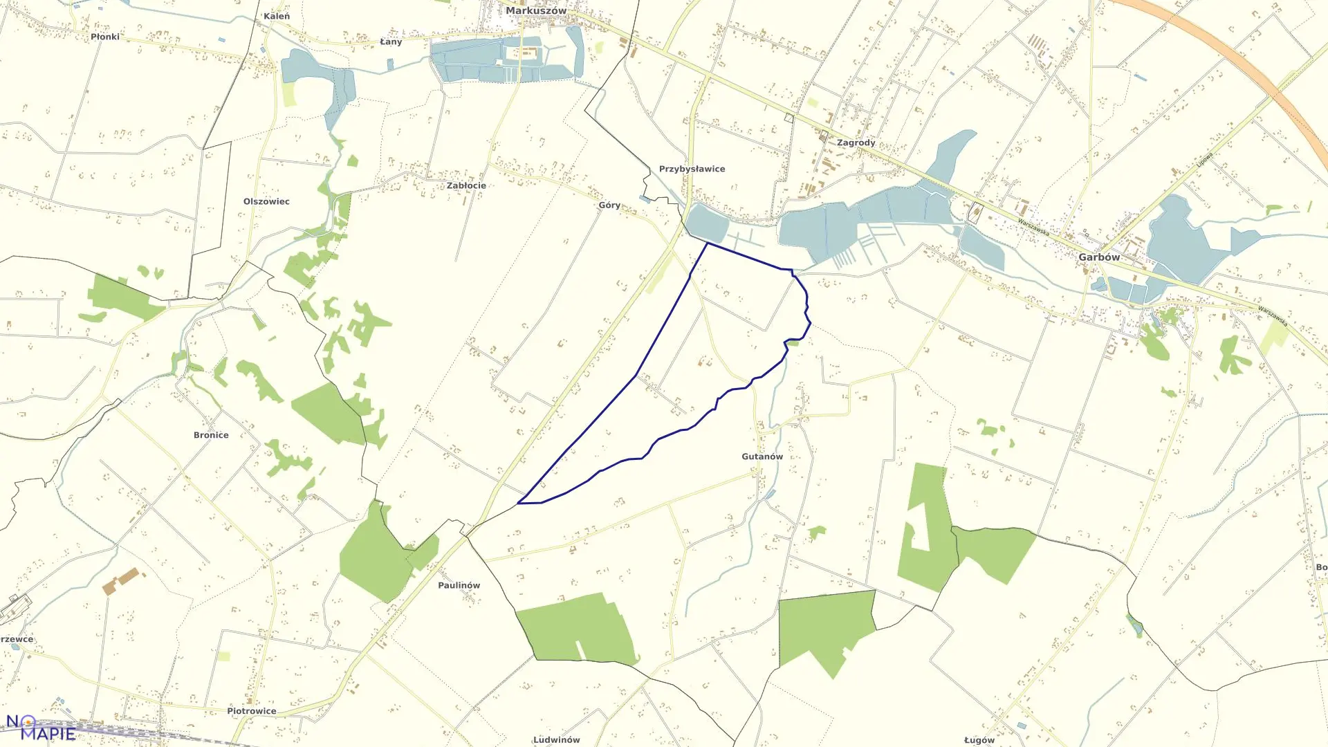 Mapa obrębu GÓRY KOLONIA w gminie Markuszów