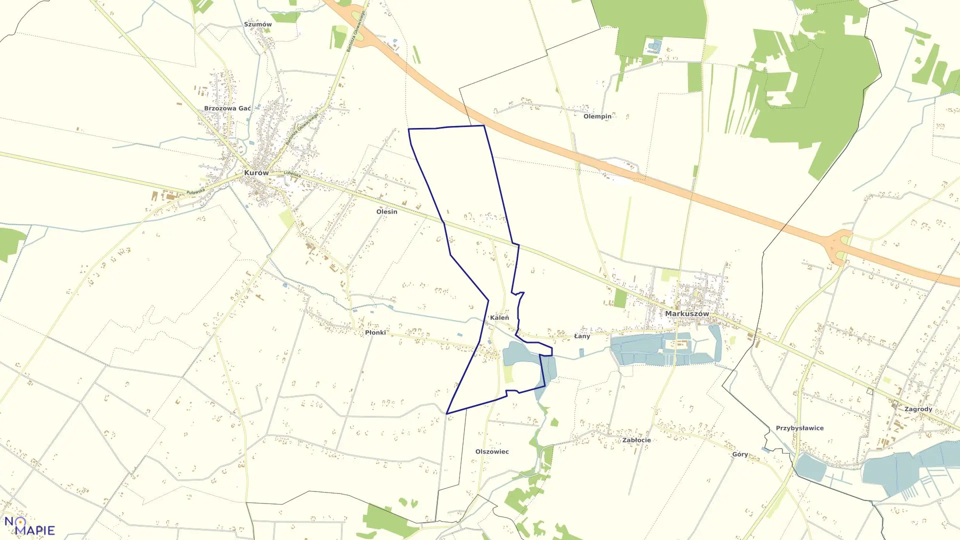 Mapa obrębu KALEŃ w gminie Markuszów