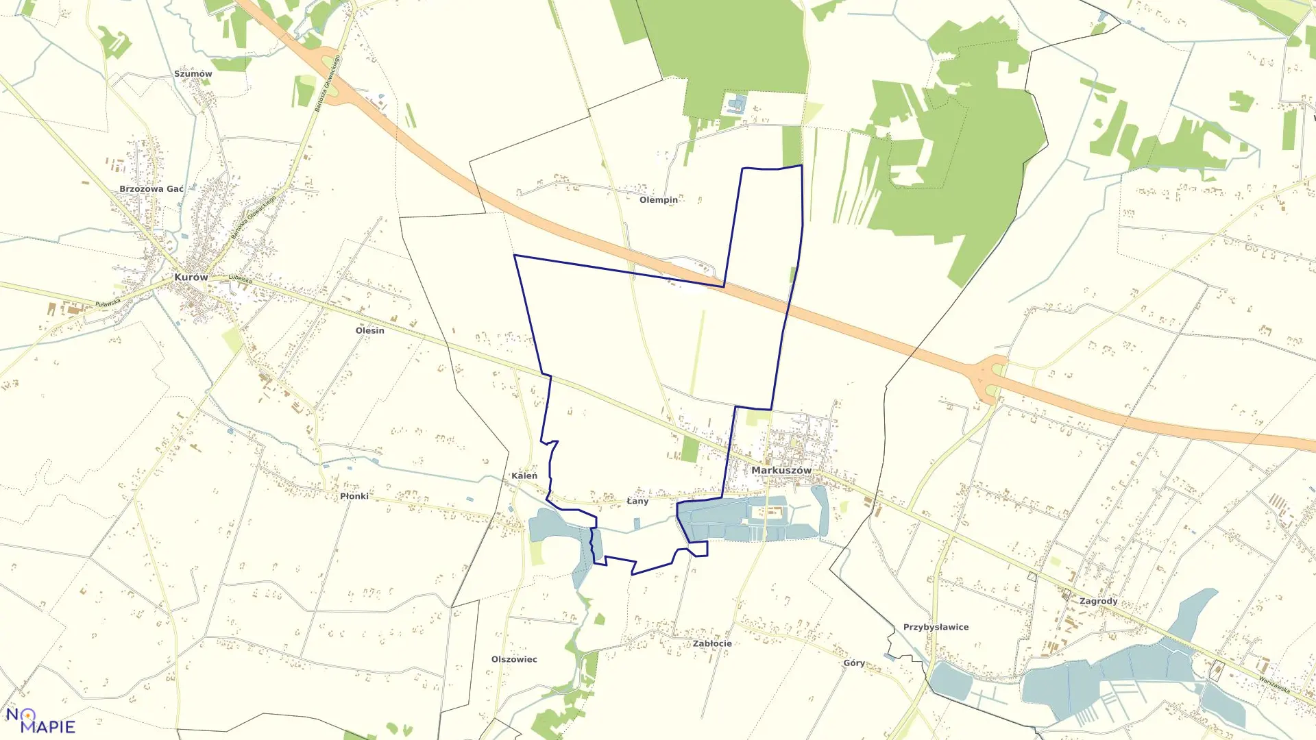 Mapa obrębu ŁANY w gminie Markuszów