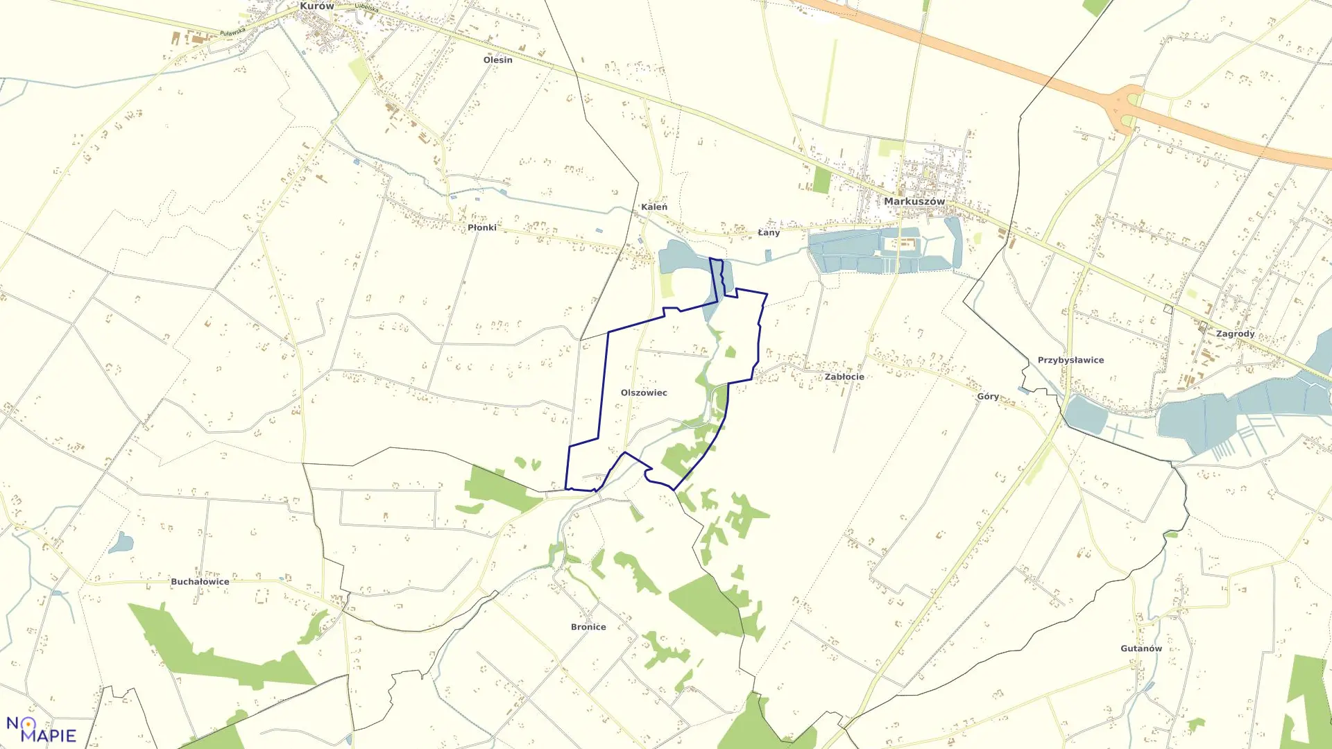 Mapa obrębu OLSZOWIEC w gminie Markuszów