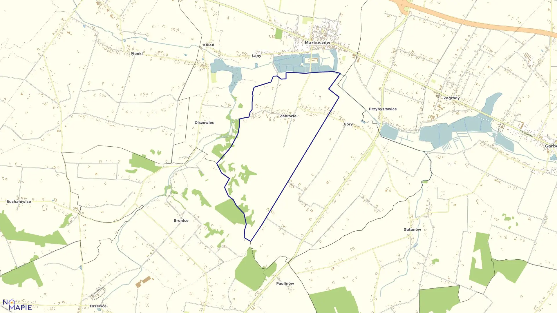 Mapa obrębu ZABŁOCIE w gminie Markuszów